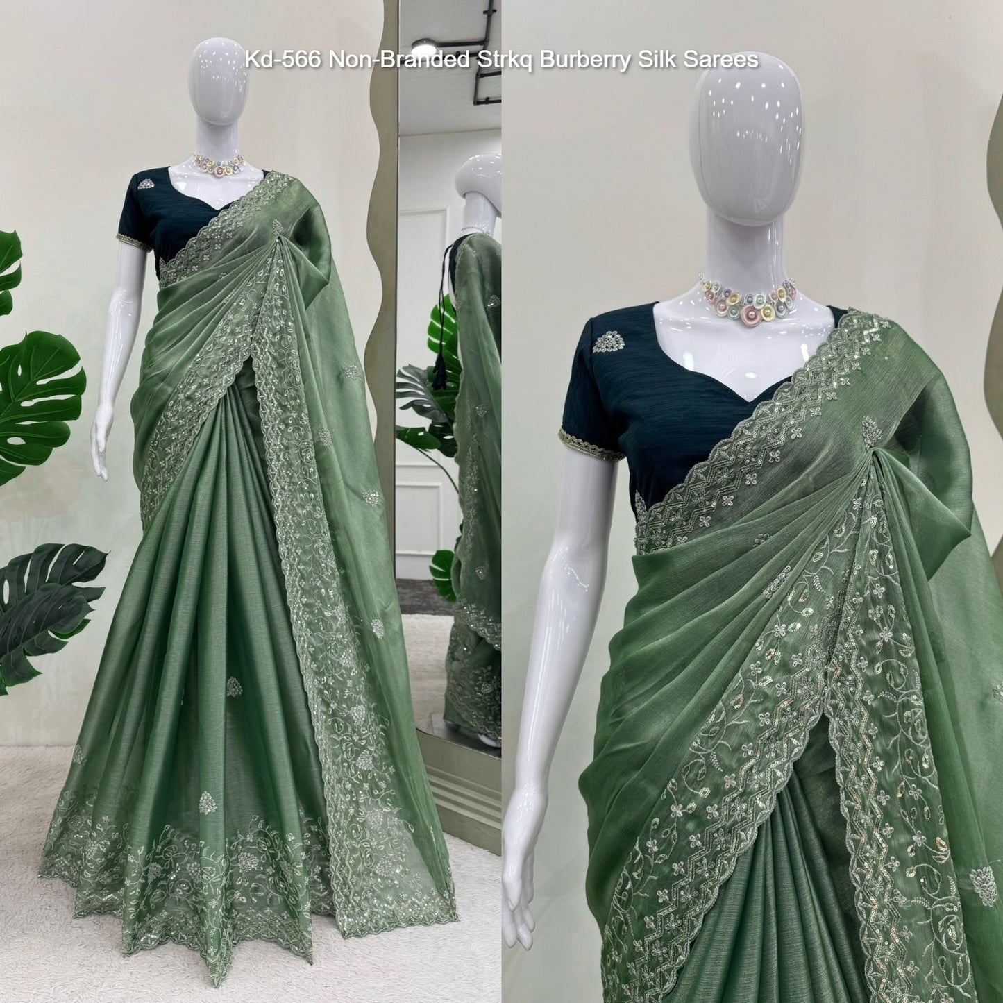 Kd-566 Non-Branded Strkq Burberry Silk Sarees