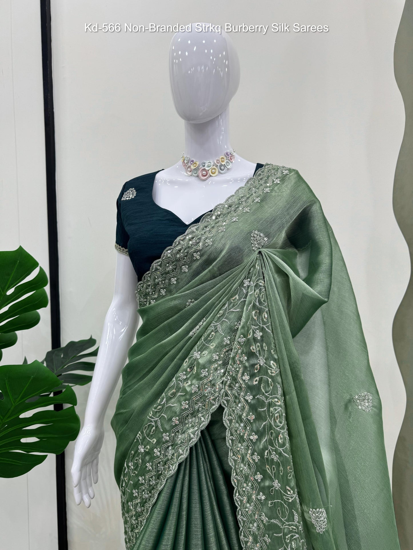 Kd-566 Non-Branded Strkq Burberry Silk Sarees