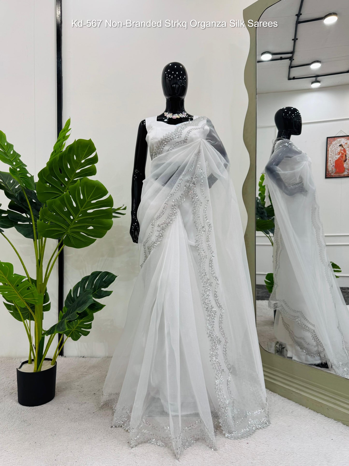 Kd-567 Non-Branded Strkq Organza Silk Sarees