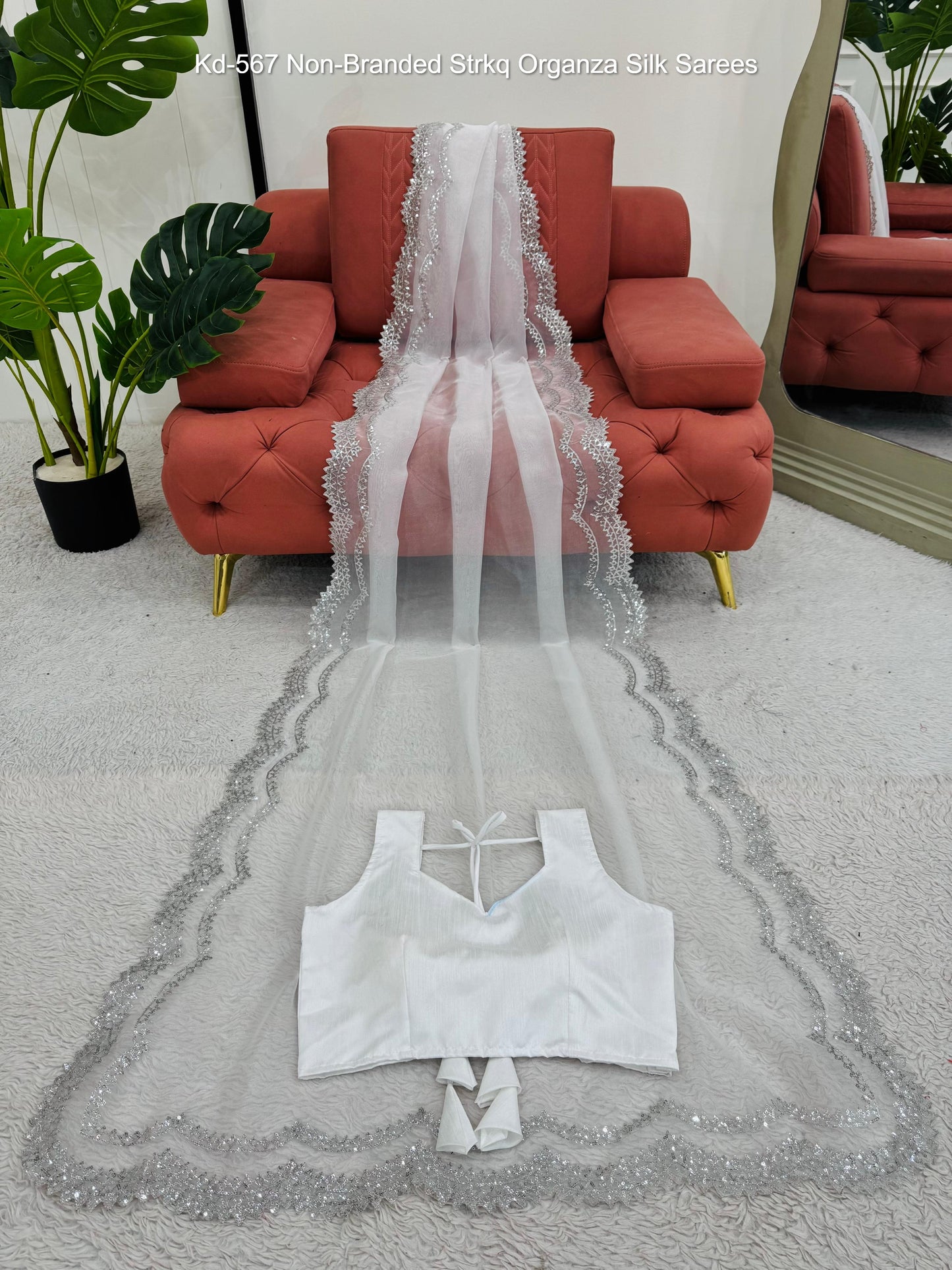 Kd-567 Non-Branded Strkq Organza Silk Sarees