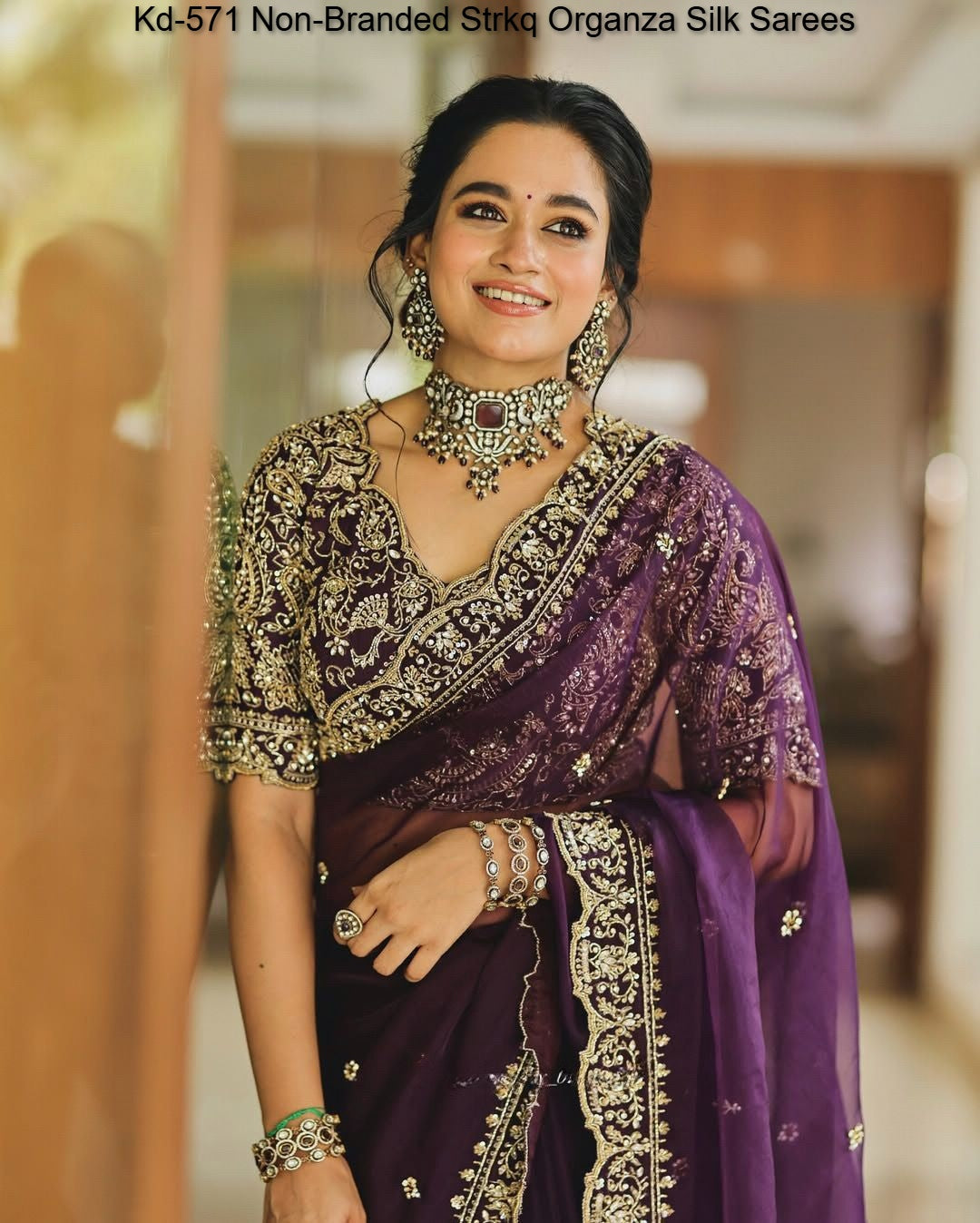 Kd-571 Non-Branded Strkq Organza Silk Sarees