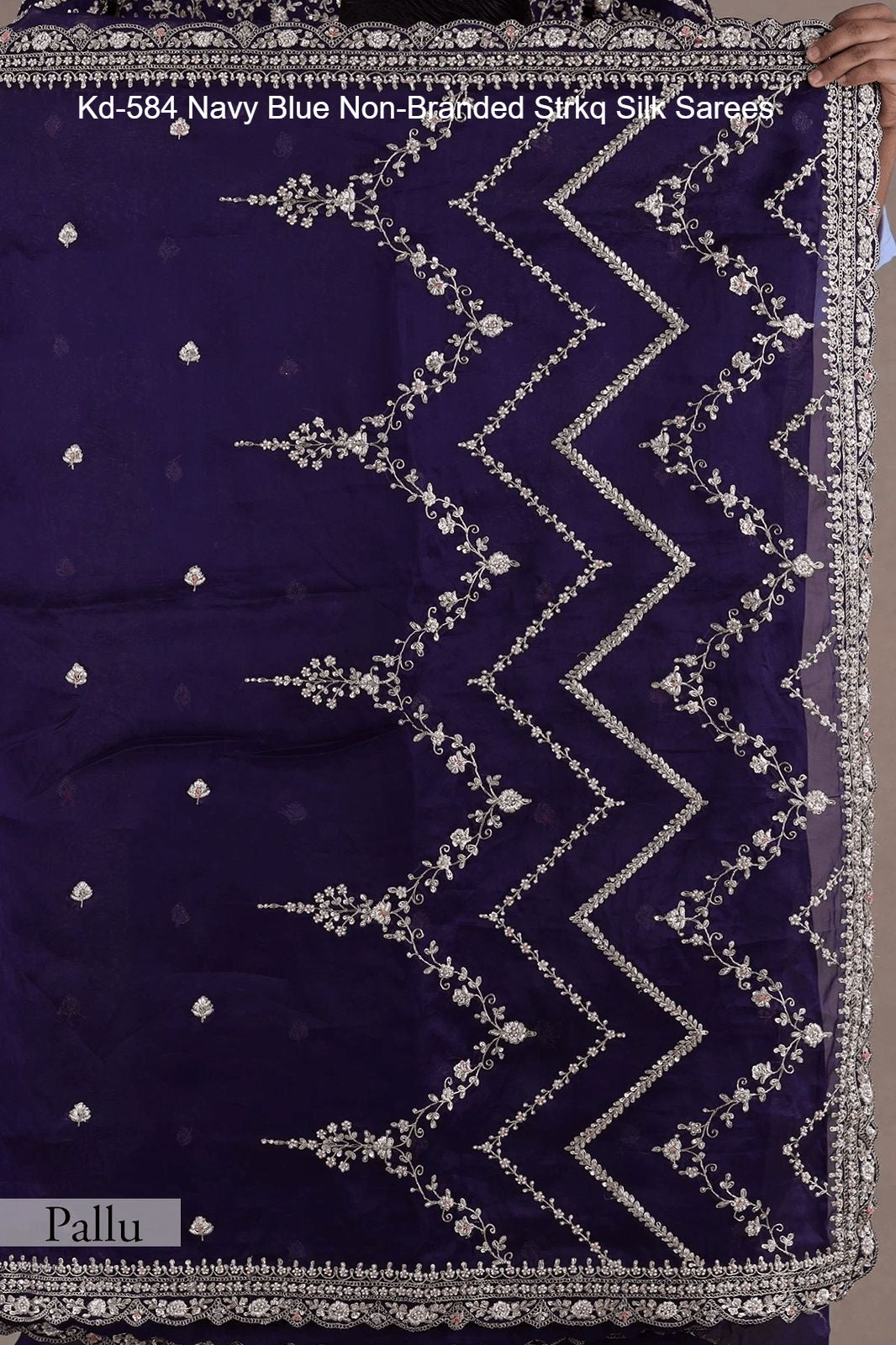 Kd-584 Navy Blue Non-Branded Strkq Silk Sarees