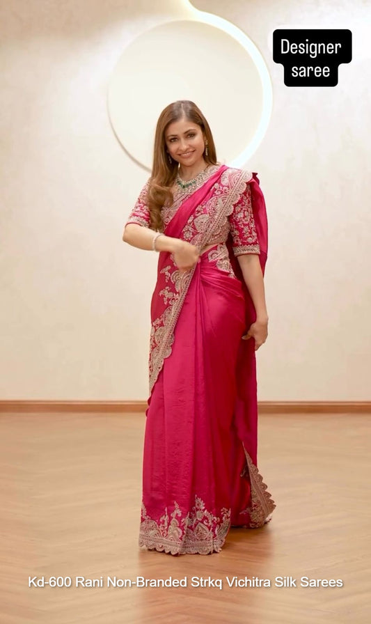 Kd-600 Rani Non-Branded Strkq Vichitra Silk Sarees