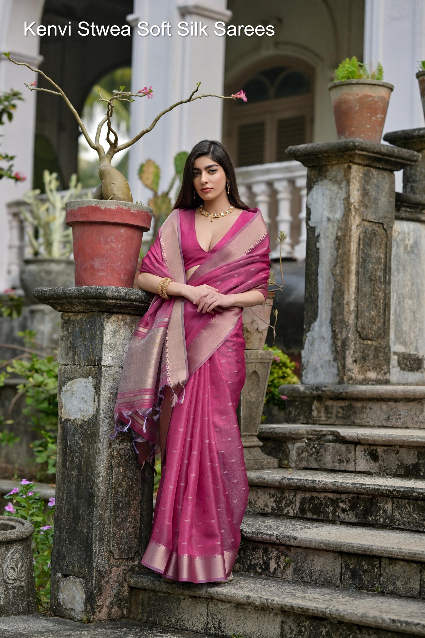 Kenvi Stwea Soft Silk Sarees