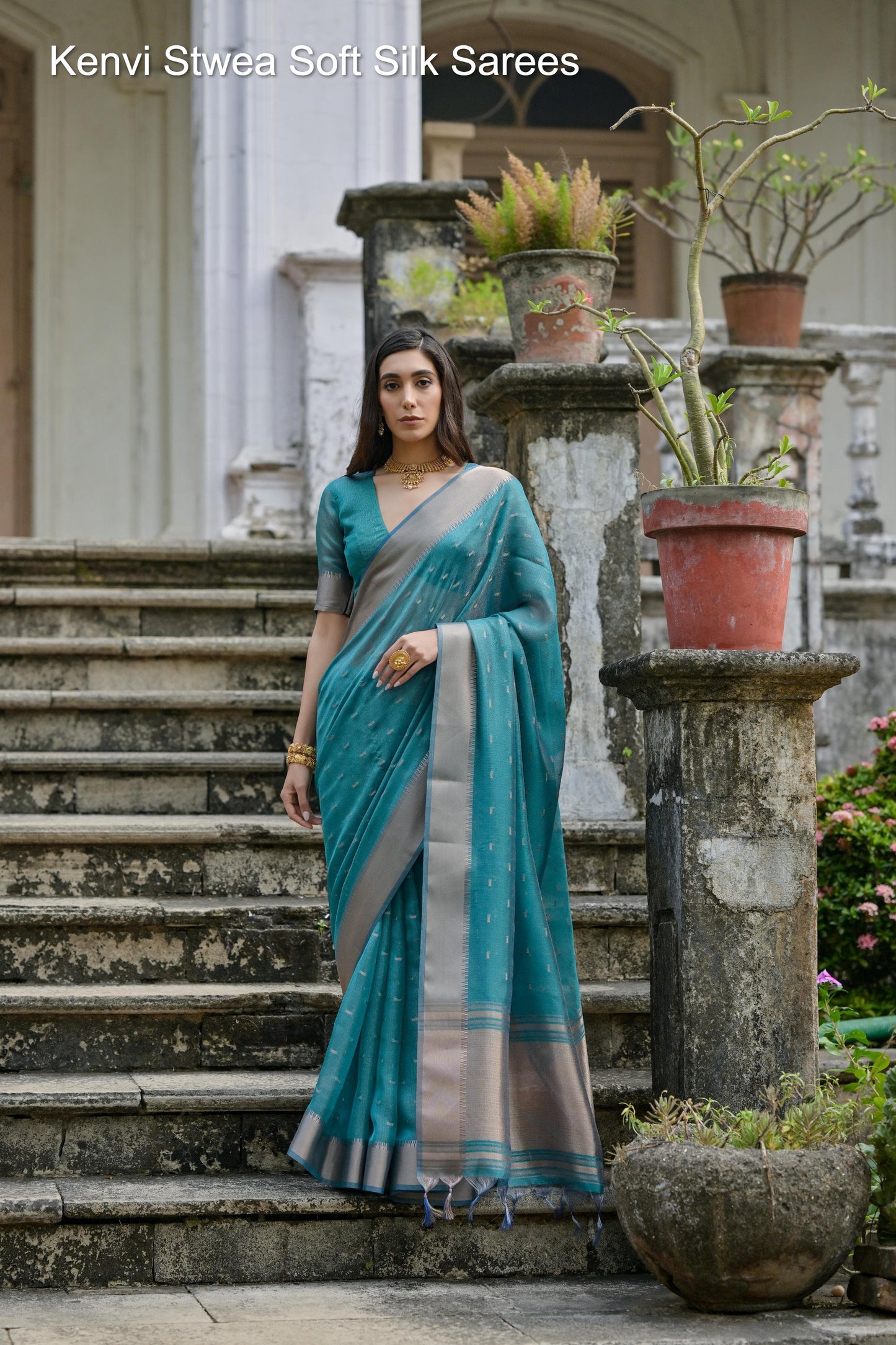 Kenvi Stwea Soft Silk Sarees