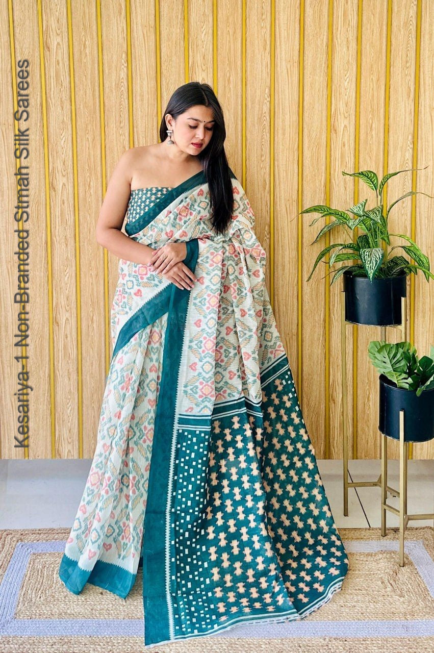 Kesariya-1 Non-Branded Stmah Silk Sarees