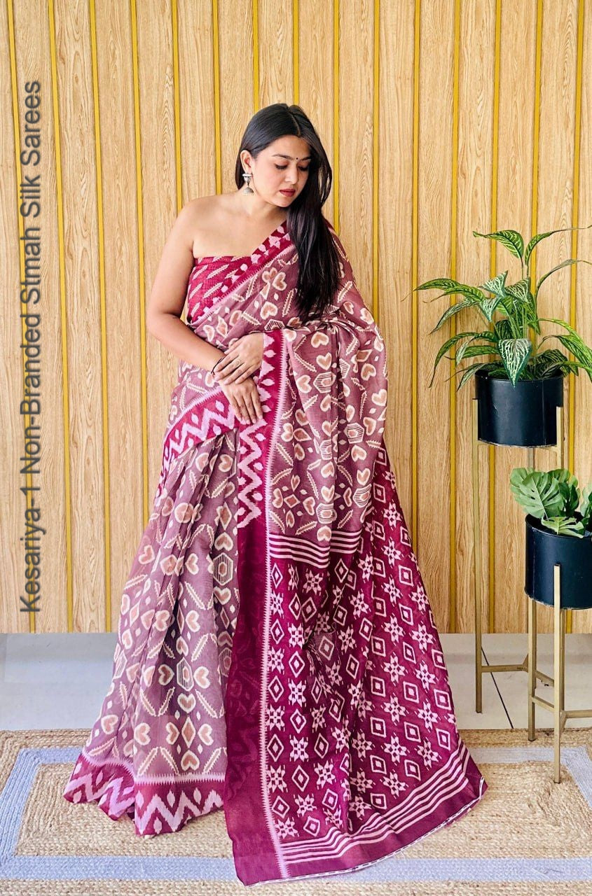 Kesariya-1 Non-Branded Stmah Silk Sarees