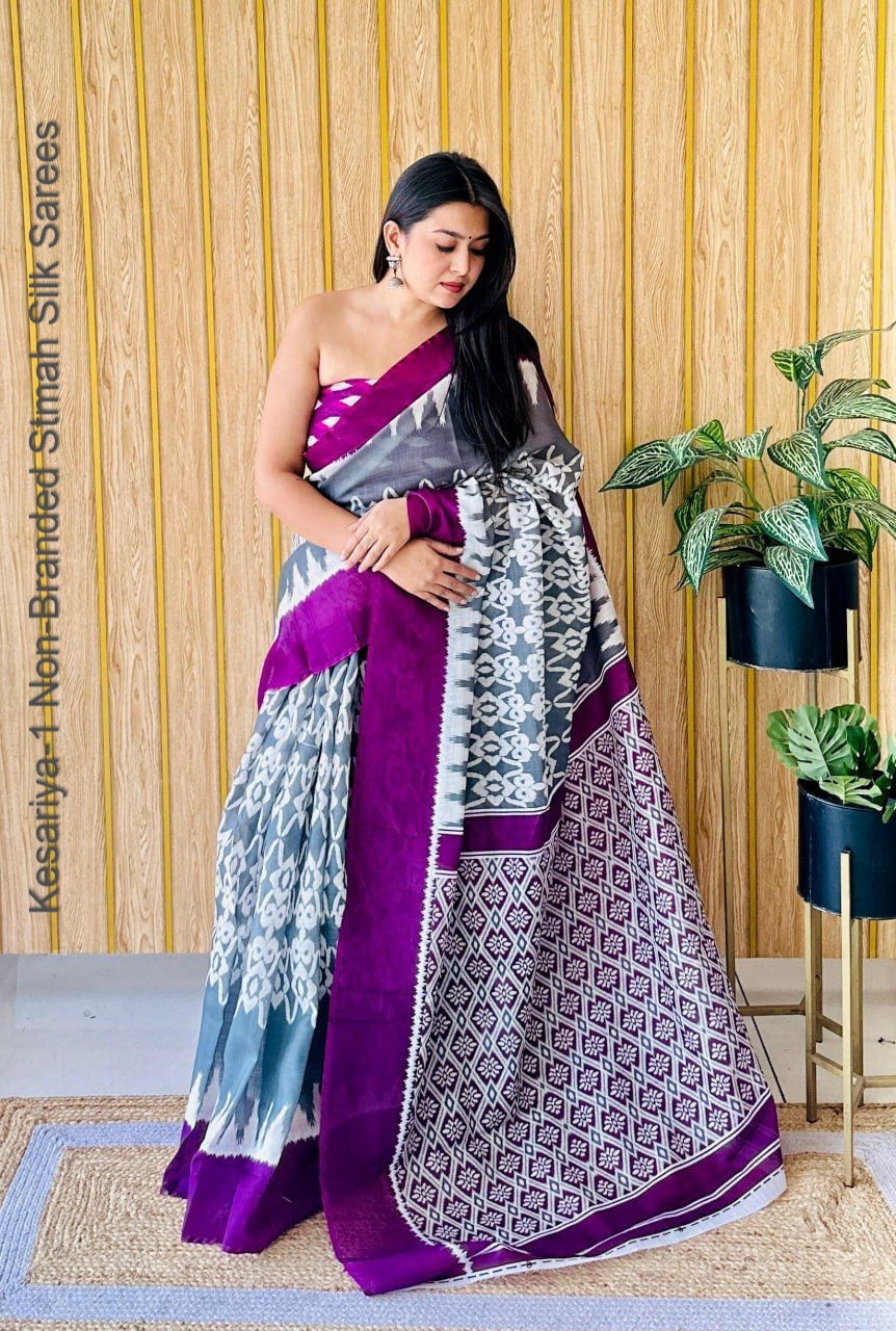 Kesariya-1 Non-Branded Stmah Silk Sarees