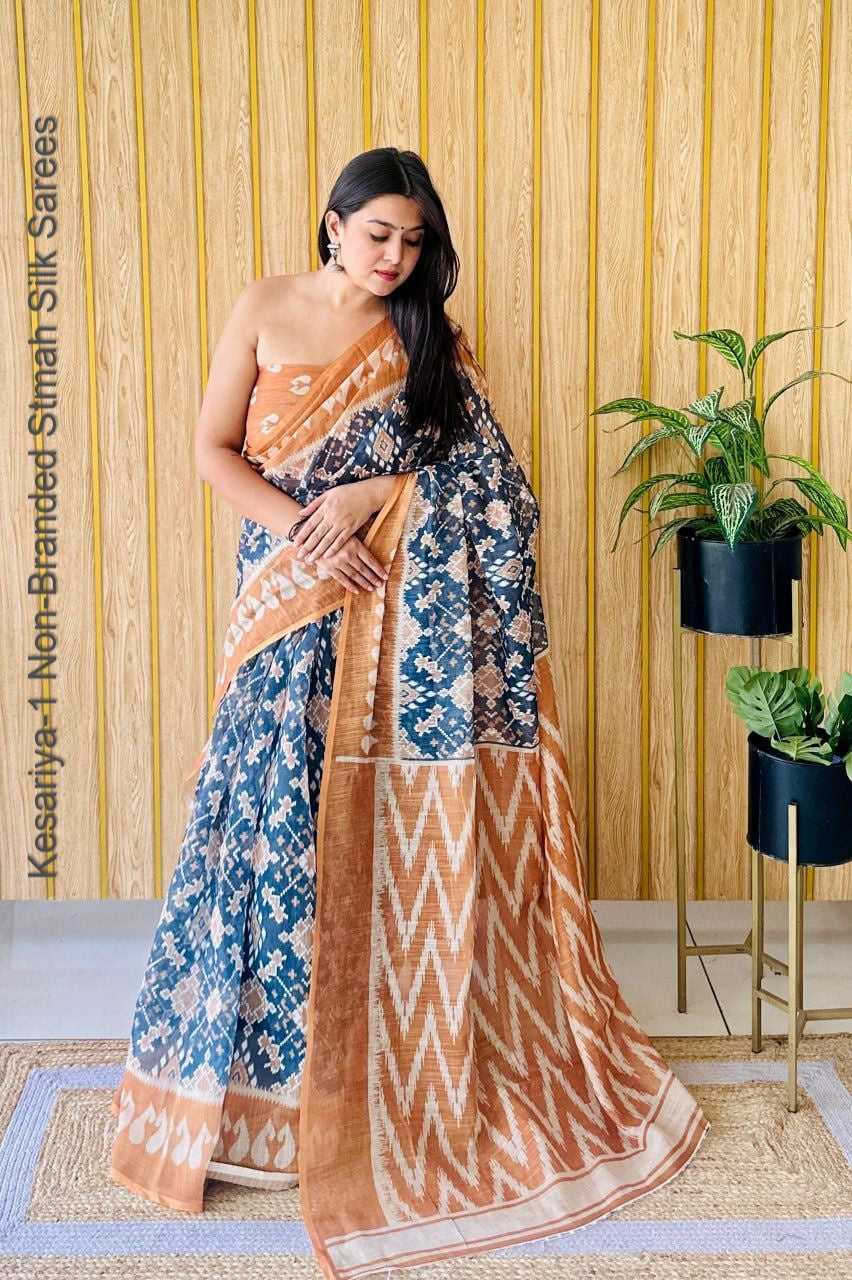 Kesariya-1 Non-Branded Stmah Silk Sarees