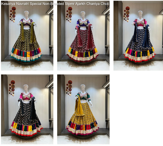 Kesariya Navratri Special Non-Branded Stpmr Ajarkh Chaniya Choli