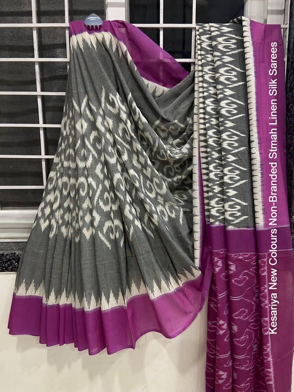 Kesariya New Colours Non-Branded Stmah Linen Silk Sarees