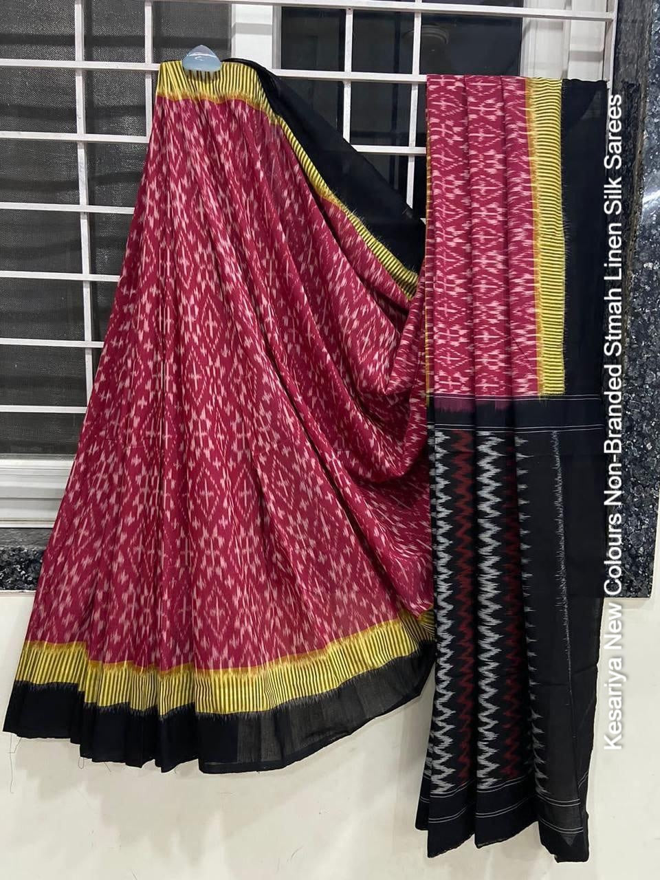 Kesariya New Colours Non-Branded Stmah Linen Silk Sarees