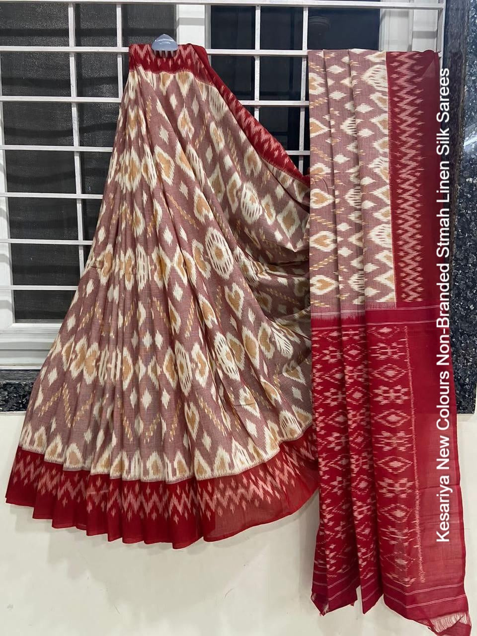 Kesariya New Colours Non-Branded Stmah Linen Silk Sarees