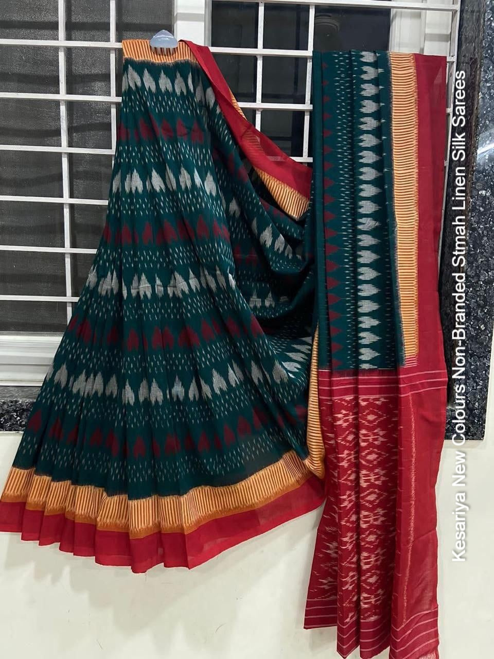 Kesariya New Colours Non-Branded Stmah Linen Silk Sarees
