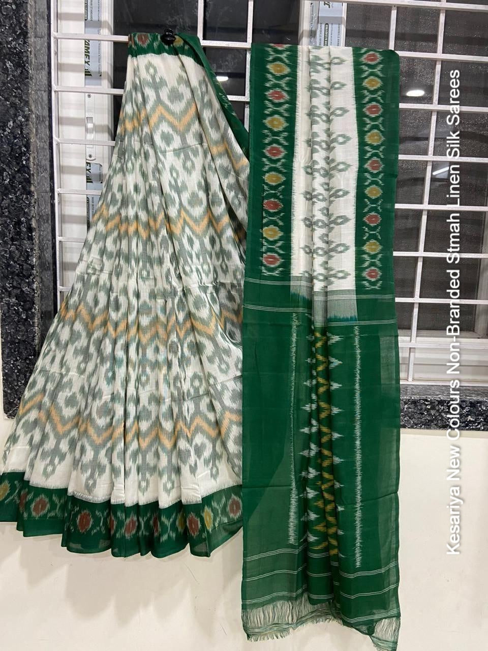 Kesariya New Colours Non-Branded Stmah Linen Silk Sarees