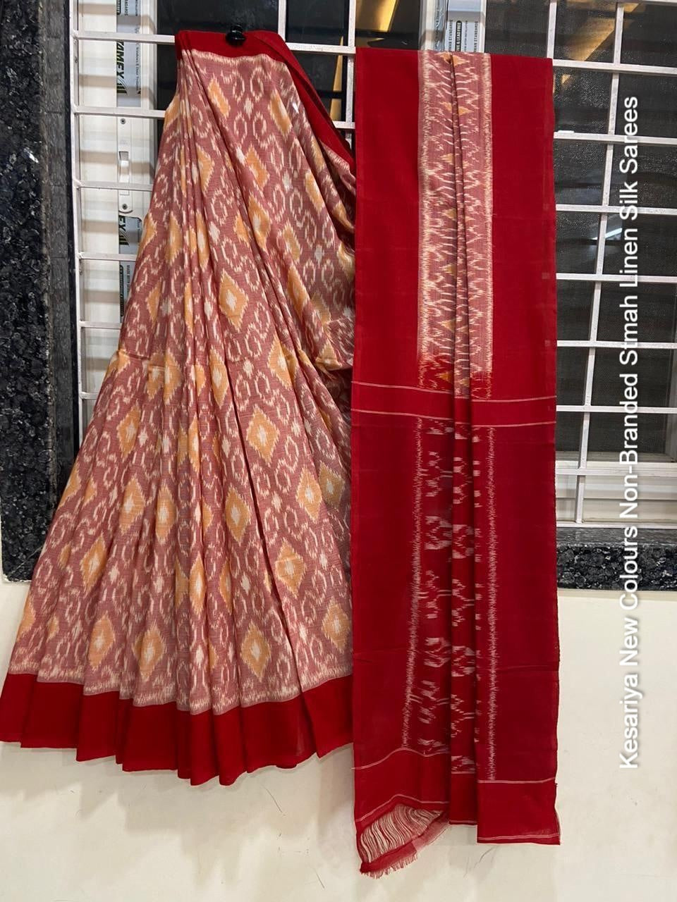 Kesariya New Colours Non-Branded Stmah Linen Silk Sarees