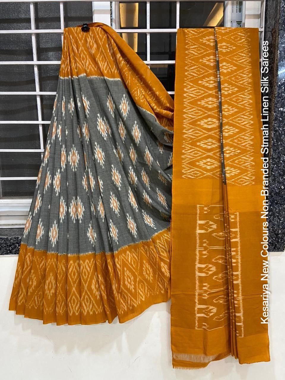 Kesariya New Colours Non-Branded Stmah Linen Silk Sarees