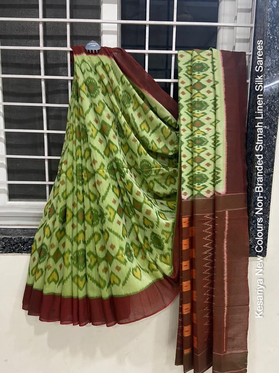 Kesariya New Colours Non-Branded Stmah Linen Silk Sarees
