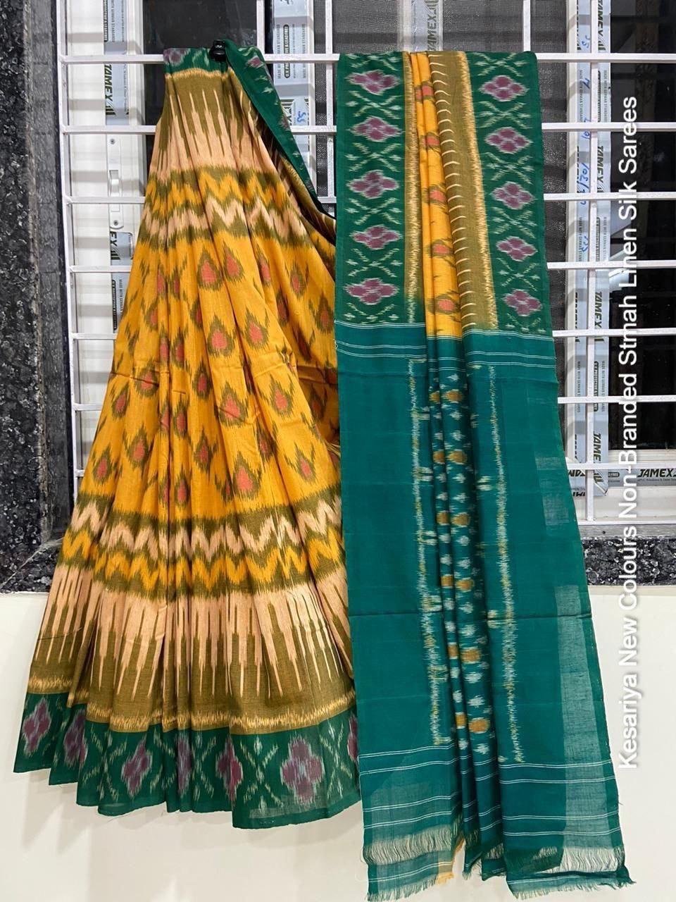 Kesariya New Colours Non-Branded Stmah Linen Silk Sarees