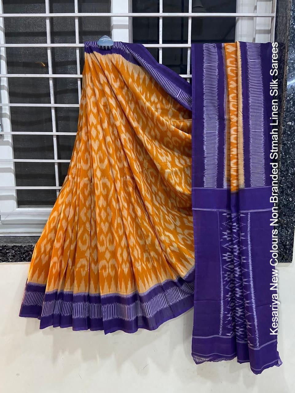 Kesariya New Colours Non-Branded Stmah Linen Silk Sarees