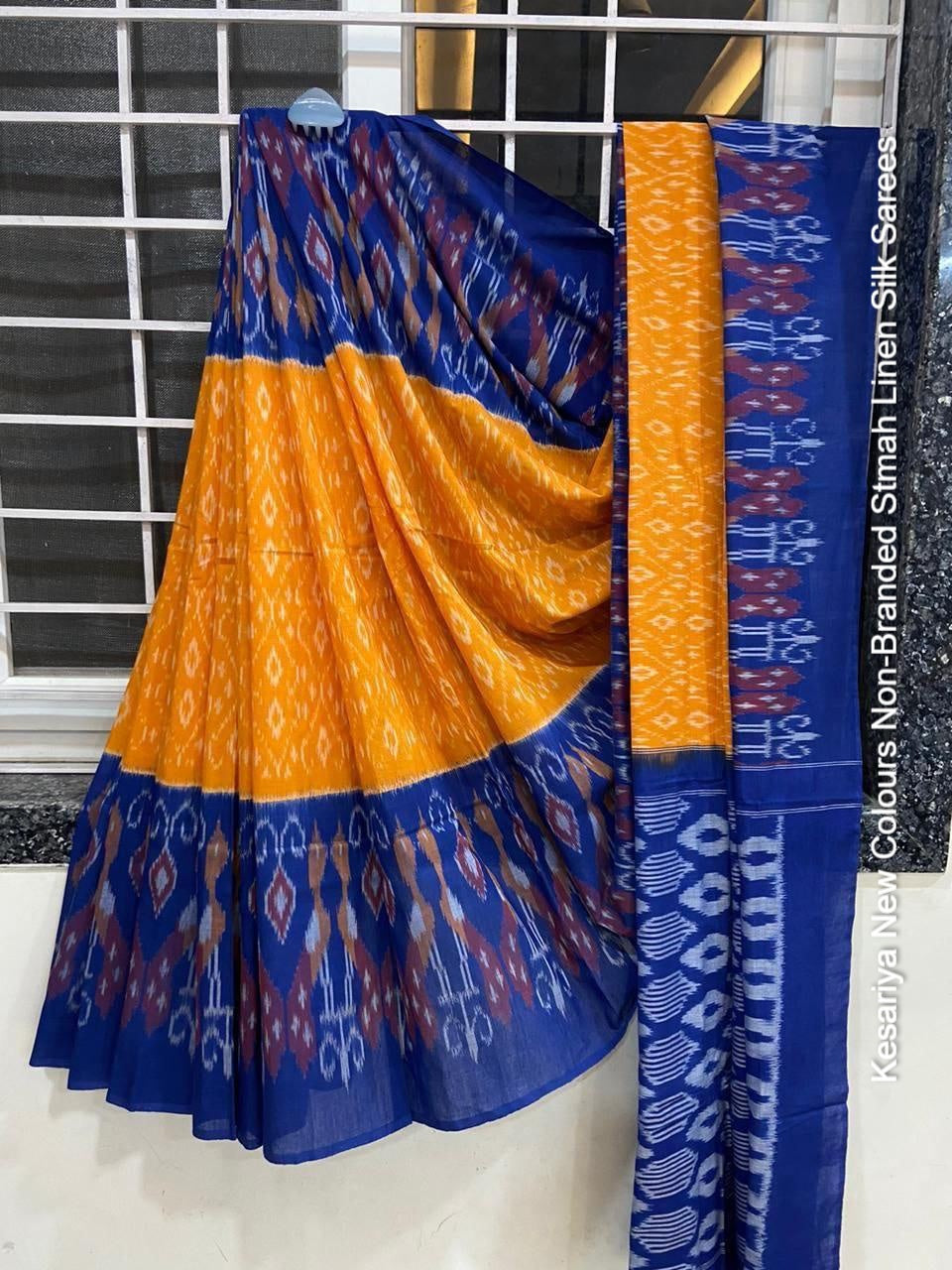 Kesariya New Colours Non-Branded Stmah Linen Silk Sarees