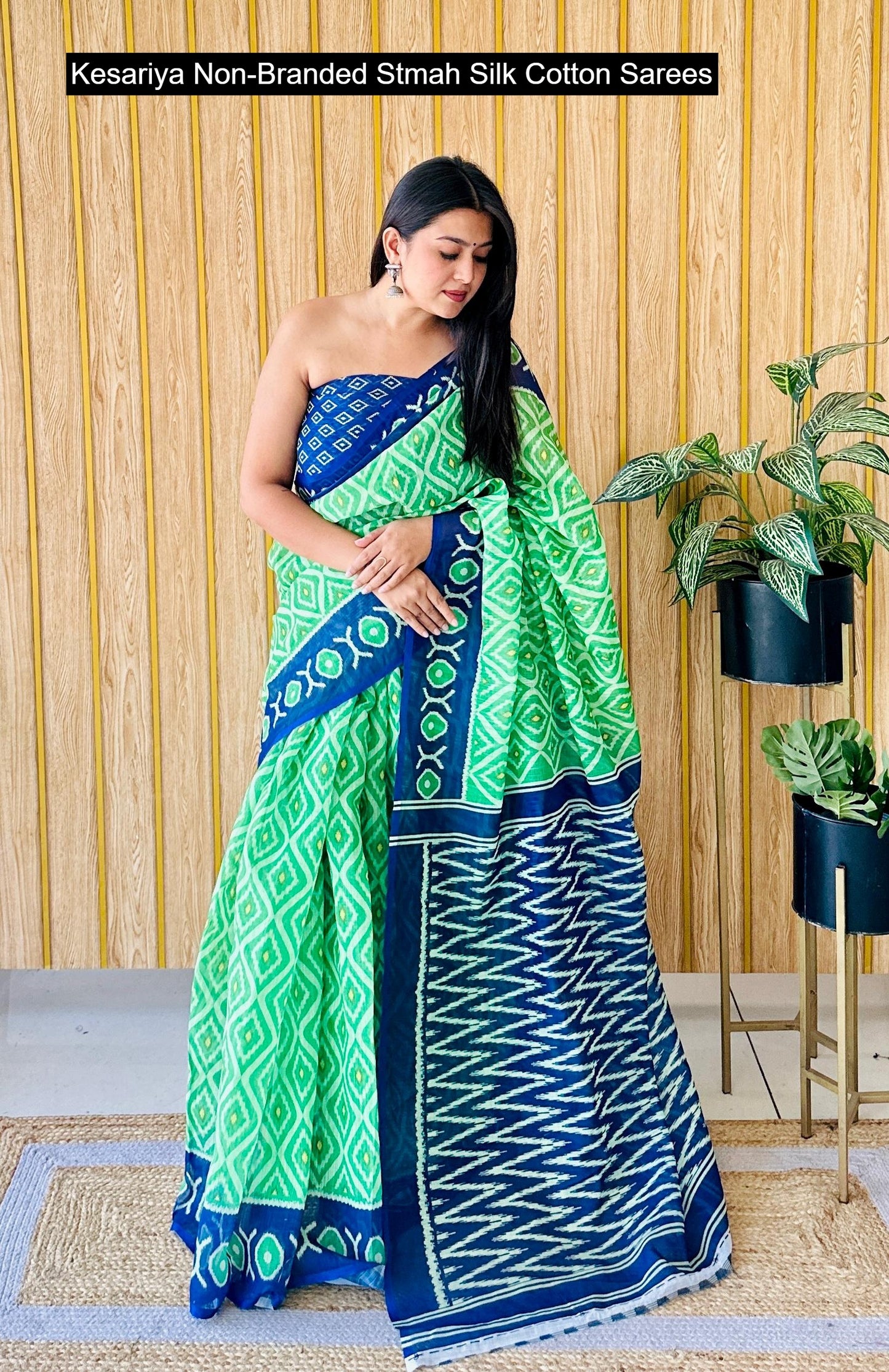 Kesariya Non-Branded Stmah Silk Cotton Sarees