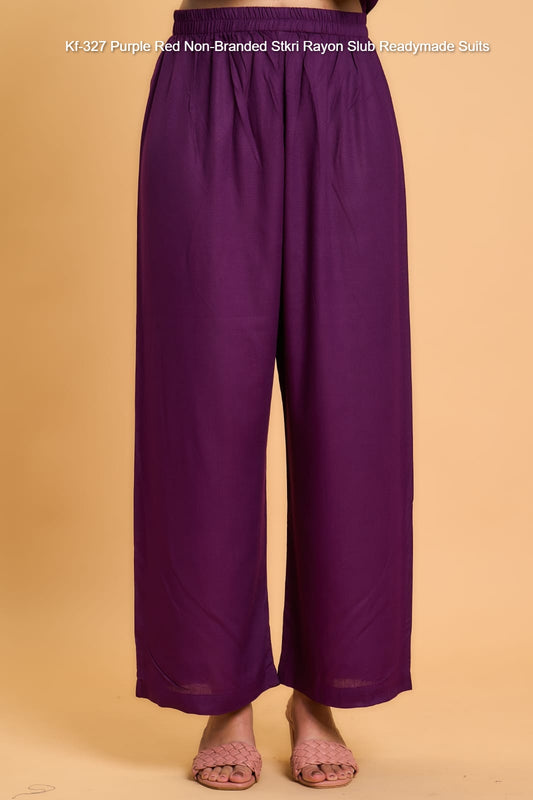 Kf-327 Purple Red Non-Branded Stkri Rayon Slub? Readymade Suits