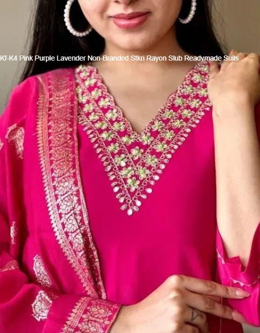 Kf-K4 Pink Purple Lavender Non-Branded Stkri Rayon Slub Readymade Suits