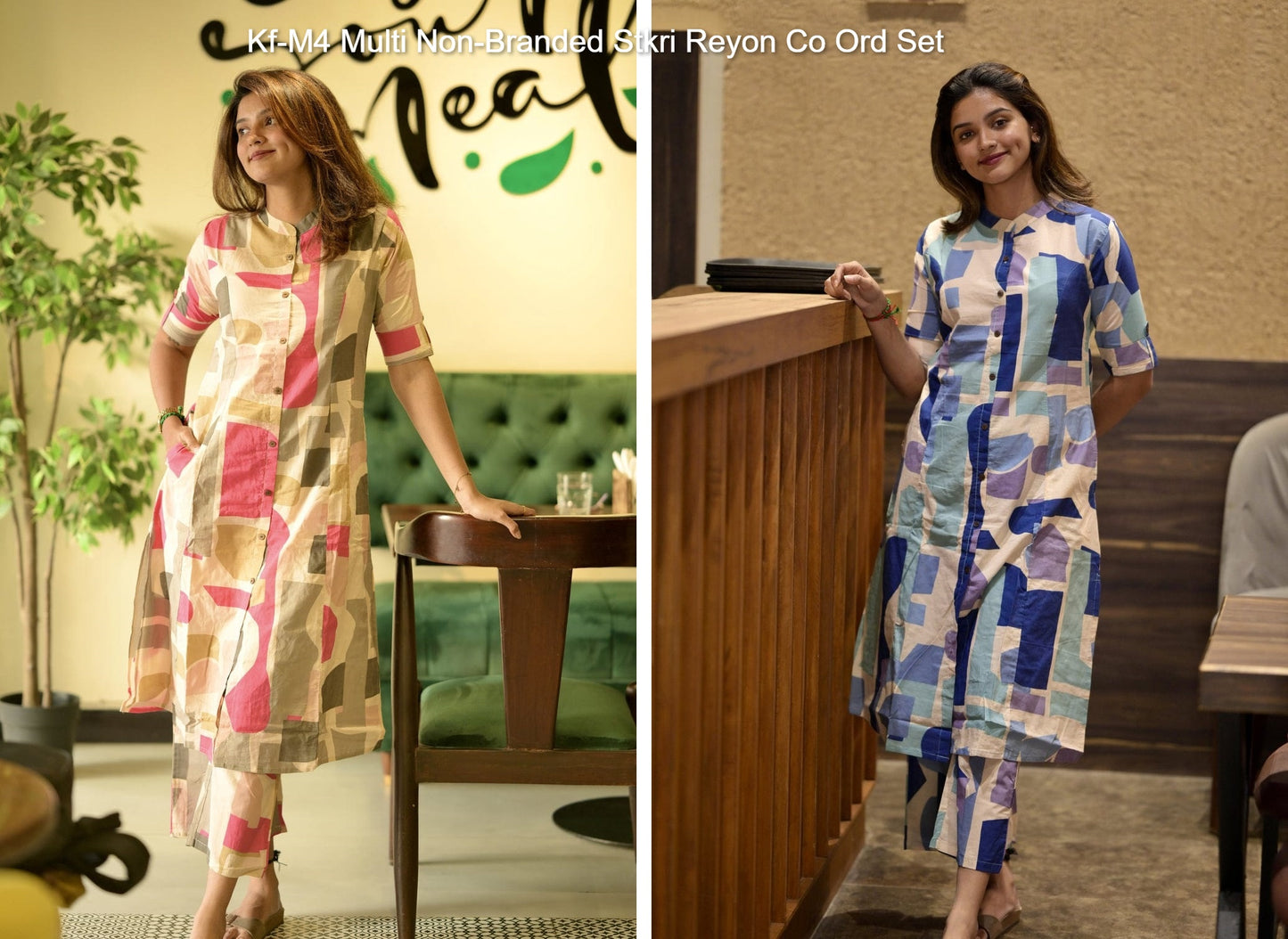 Kf-M4 Multi Non-Branded Stkri Reyon Co Ord Set