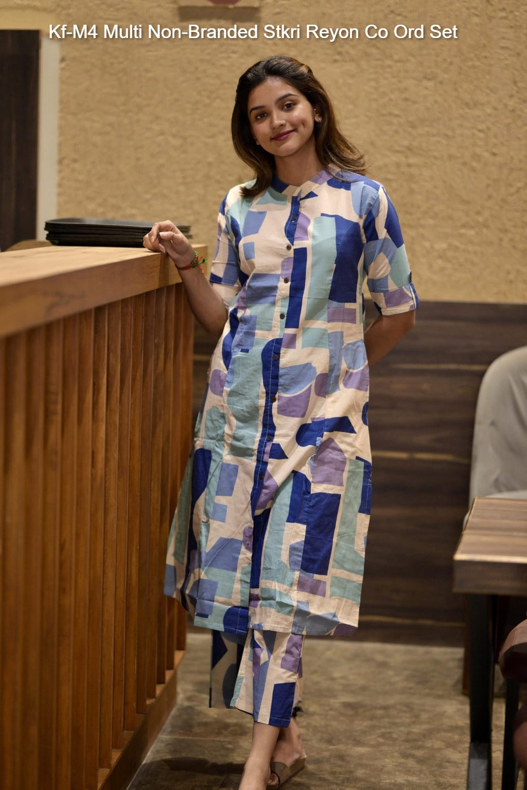 Kf-M4 Multi Non-Branded Stkri Reyon Co Ord Set