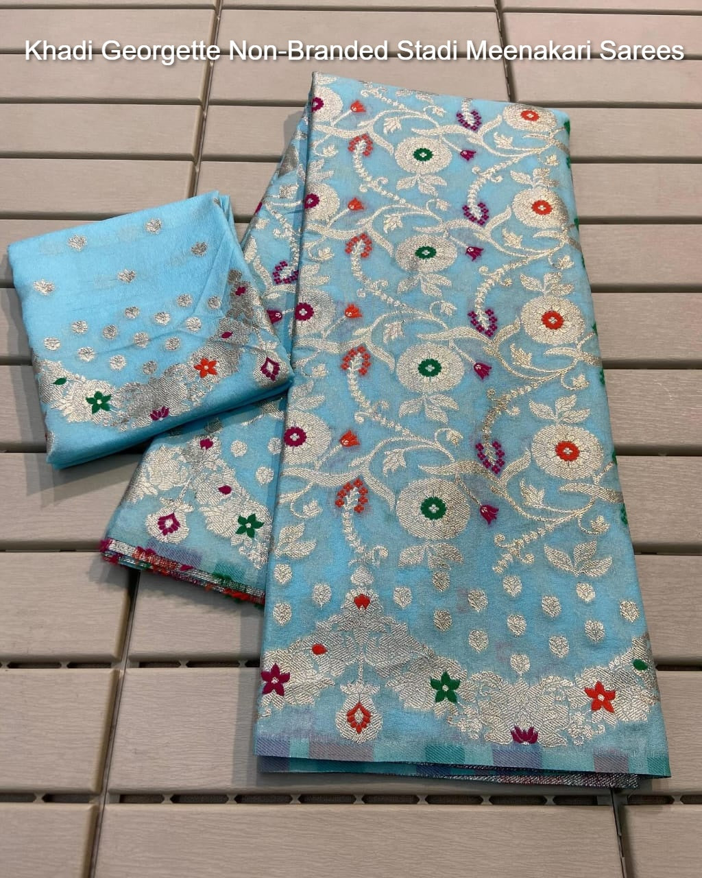 Khadi Georgette Non-Branded Stadi Meenakari Sarees