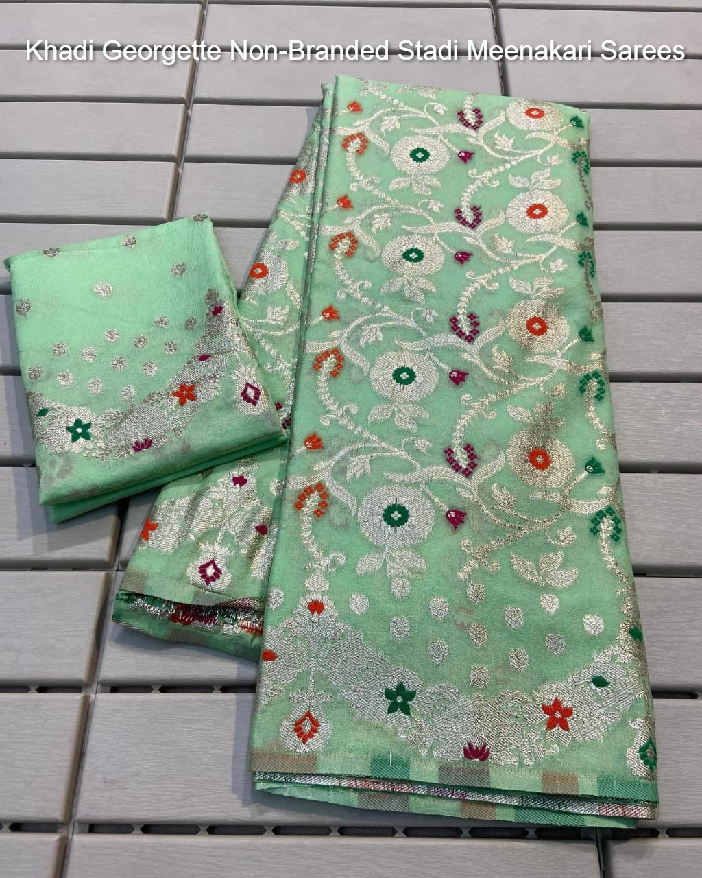 Khadi Georgette Non-Branded Stadi Meenakari Sarees