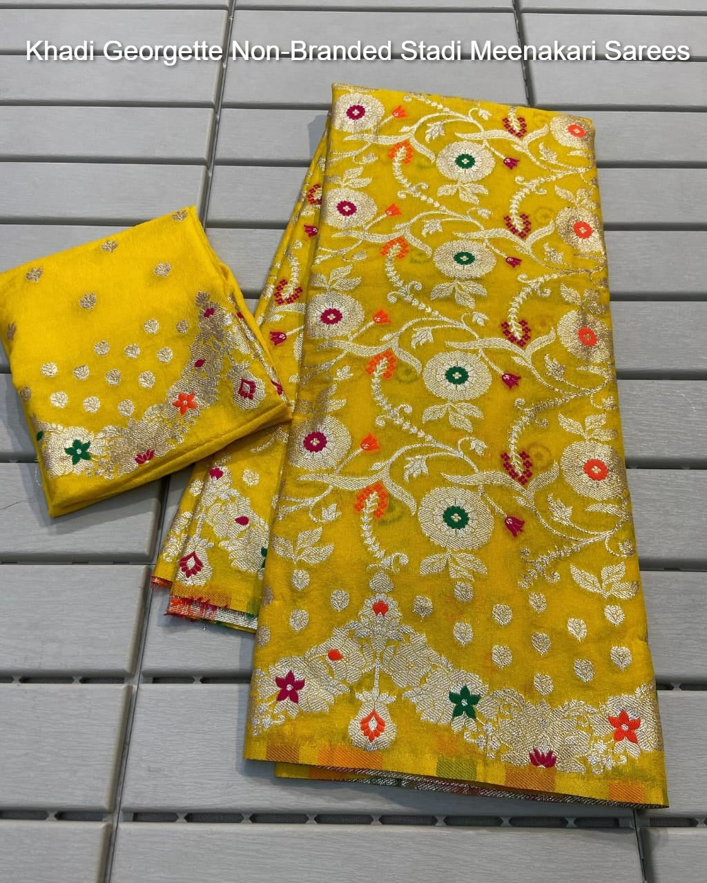 Khadi Georgette Non-Branded Stadi Meenakari Sarees