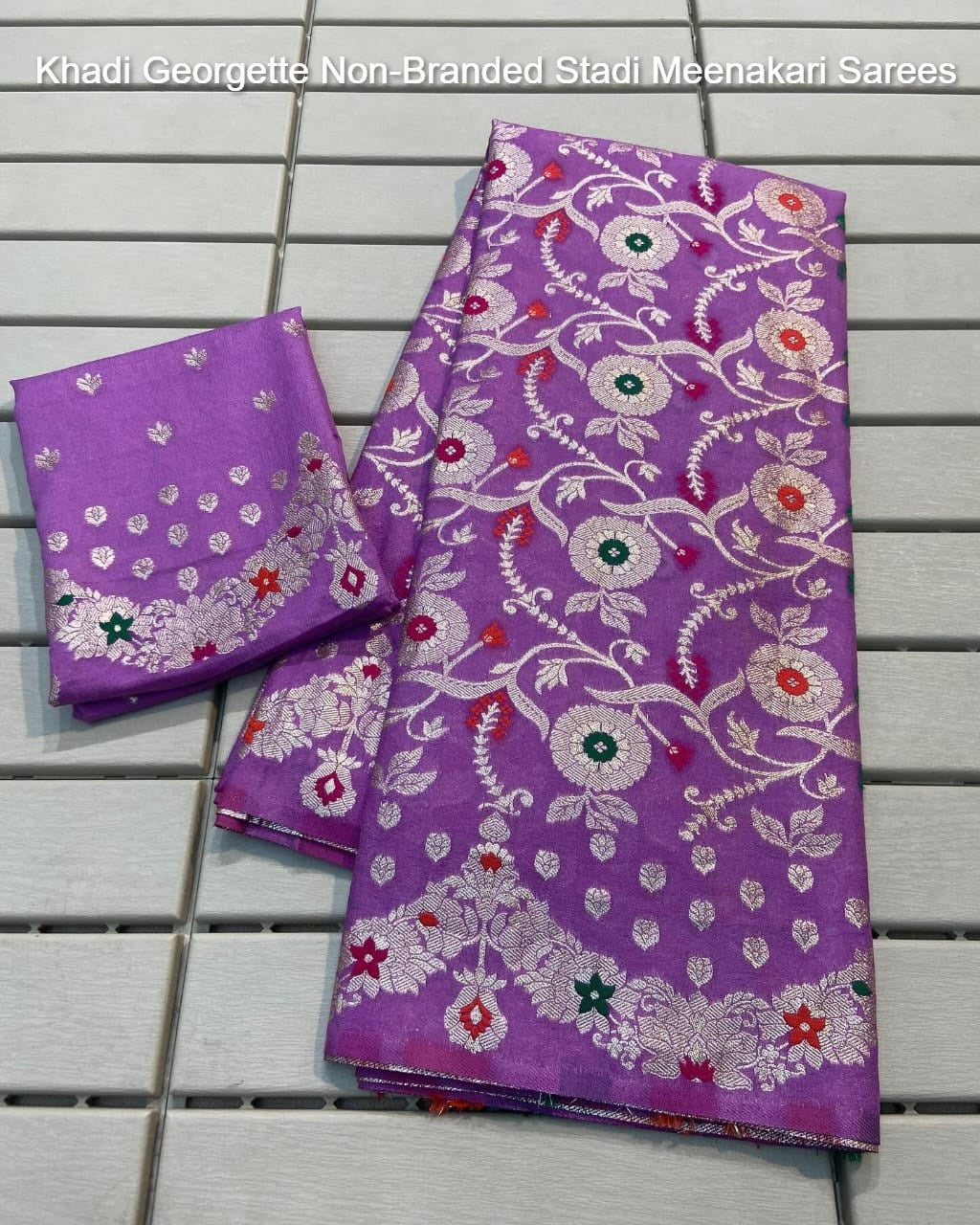 Khadi Georgette Non-Branded Stadi Meenakari Sarees