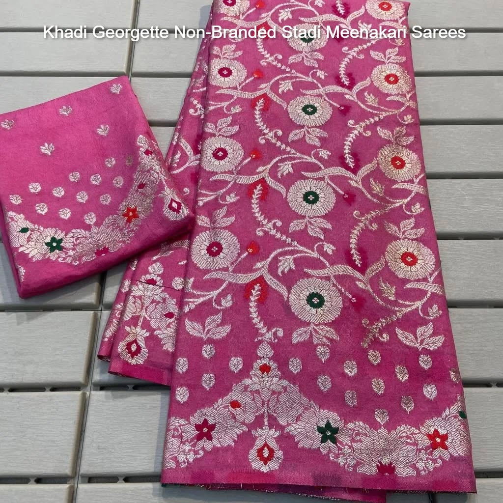 Khadi Georgette Non-Branded Stadi Meenakari Sarees