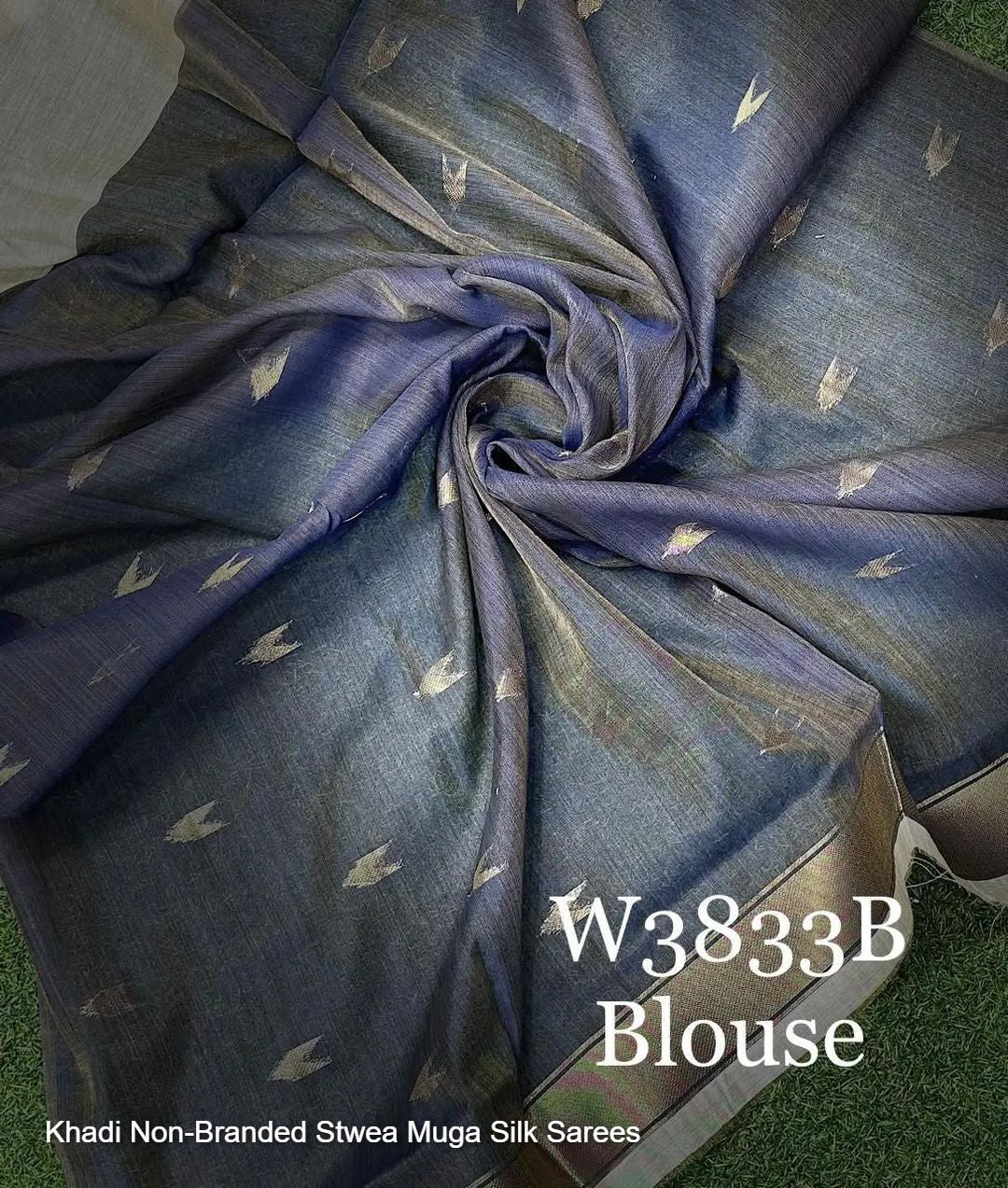 Khadi Non-Branded Stwea Muga Silk Sarees