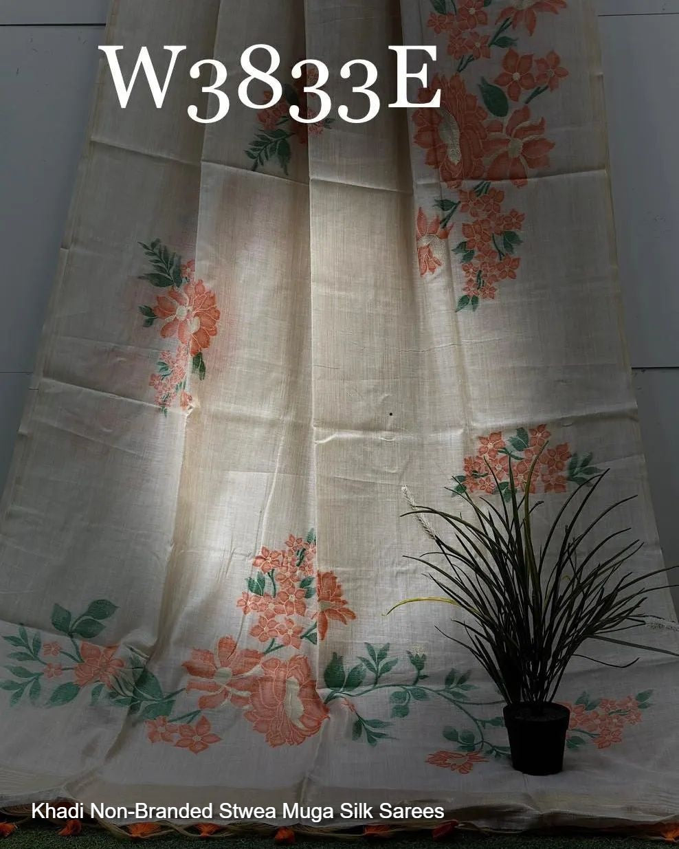 Khadi Non-Branded Stwea Muga Silk Sarees