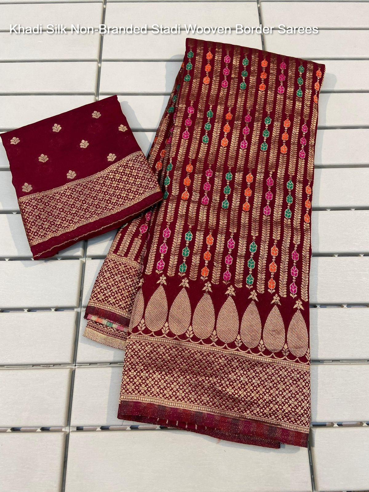 Khadi Silk Non-Branded Stadi Wooven Border Sarees