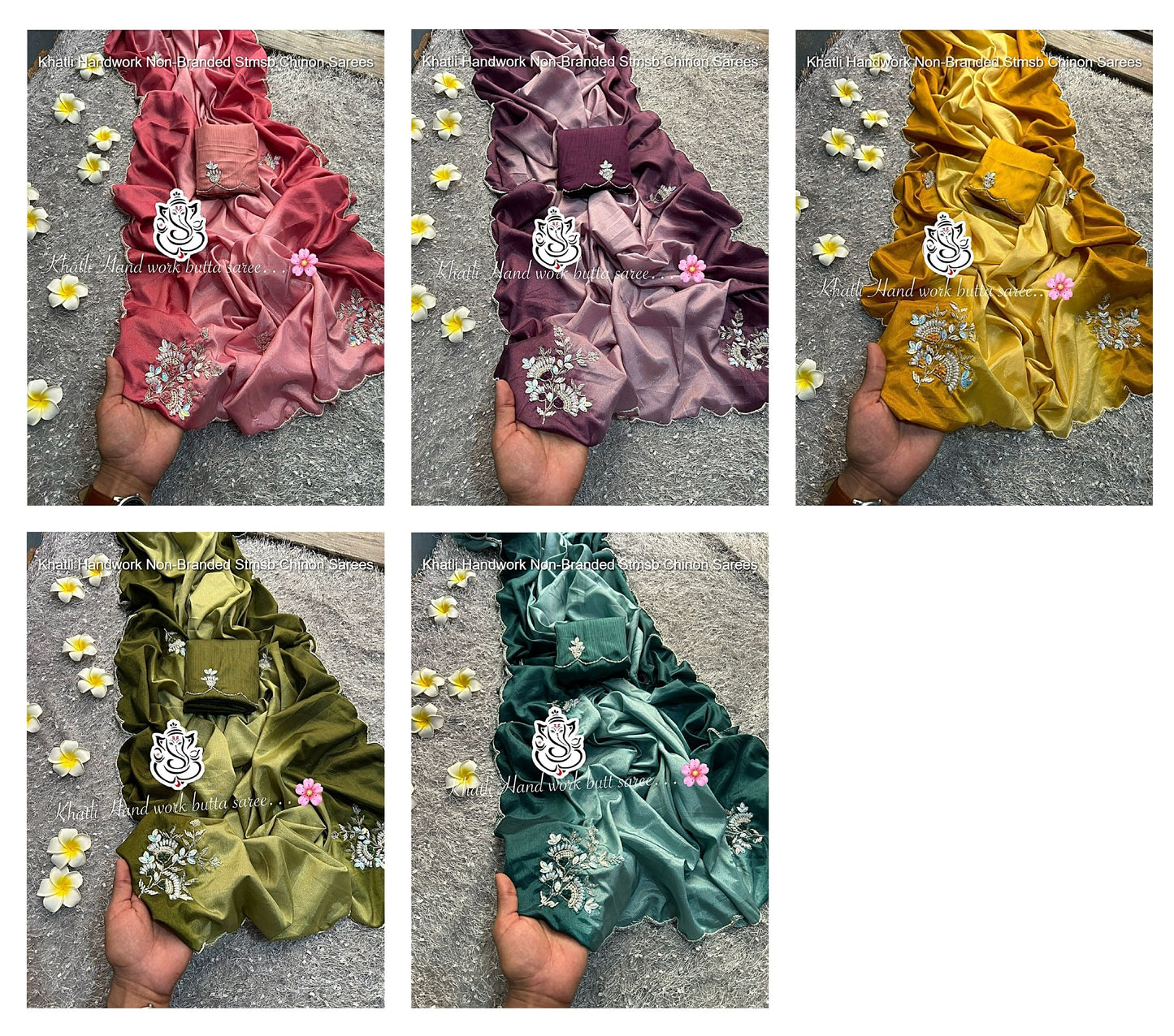 Khatli Handwork Non-Branded Stmsb Chinon Sarees