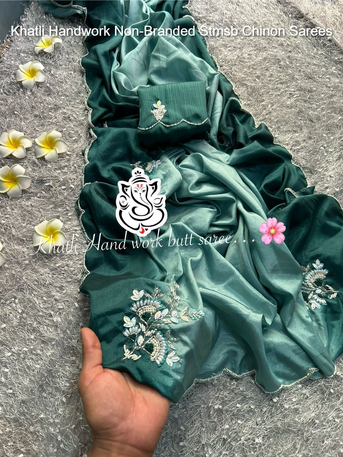 Khatli Handwork Non-Branded Stmsb Chinon Sarees