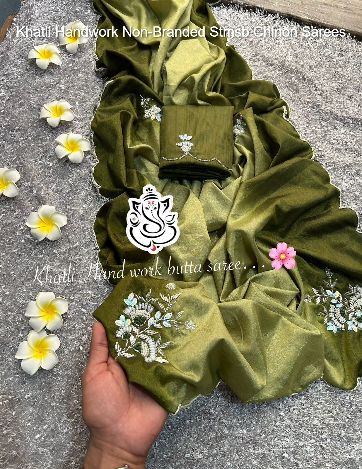 Khatli Handwork Non-Branded Stmsb Chinon Sarees