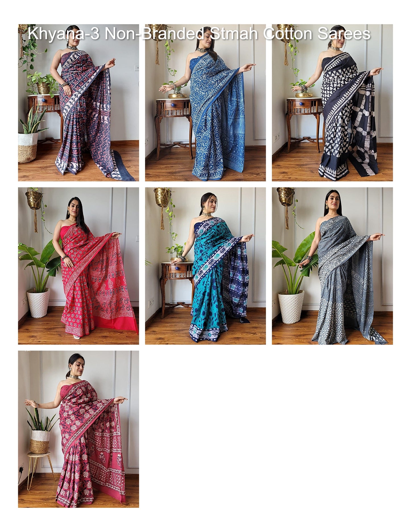 Khyana-3 Non-Branded Stmah Cotton Sarees