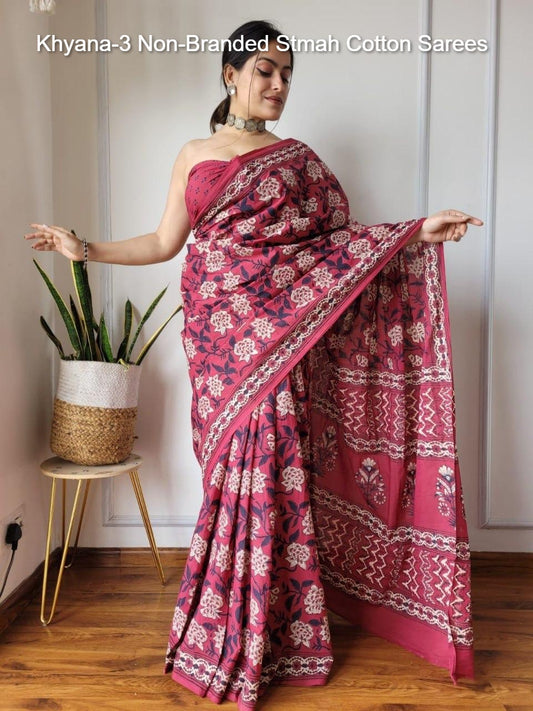 Khyana-3 Non-Branded Stmah Cotton Sarees