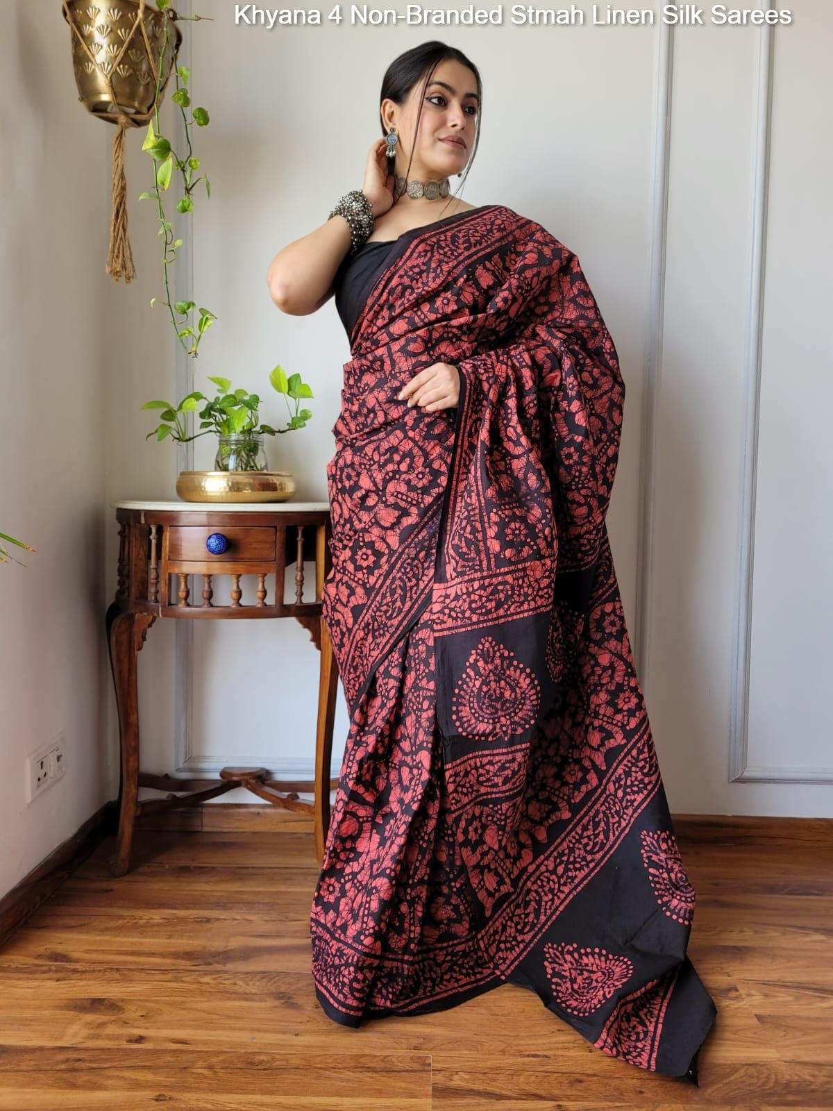 Khyana 4 Non-Branded Stmah Linen Silk Sarees