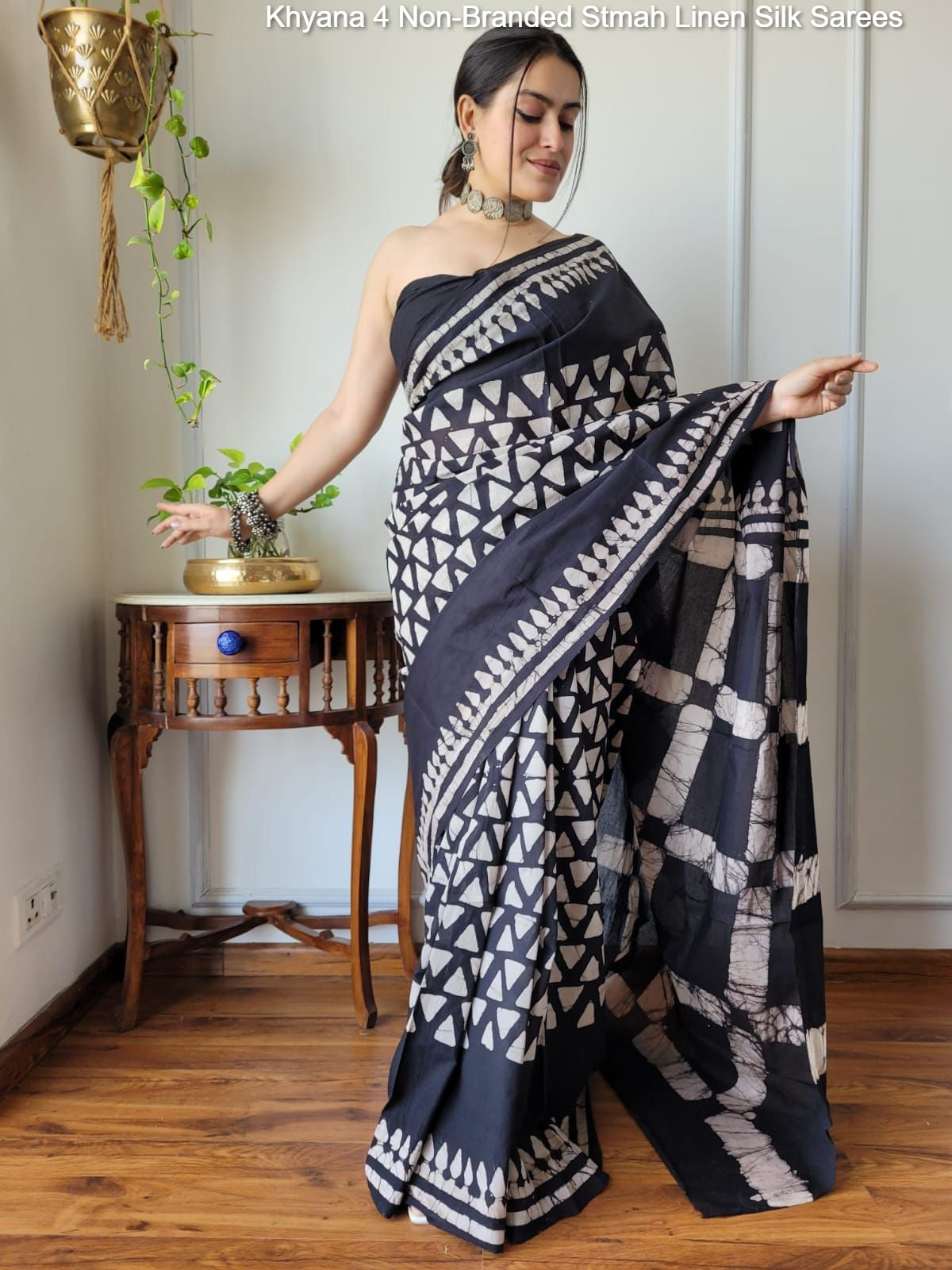 Khyana 4 Non-Branded Stmah Linen Silk Sarees