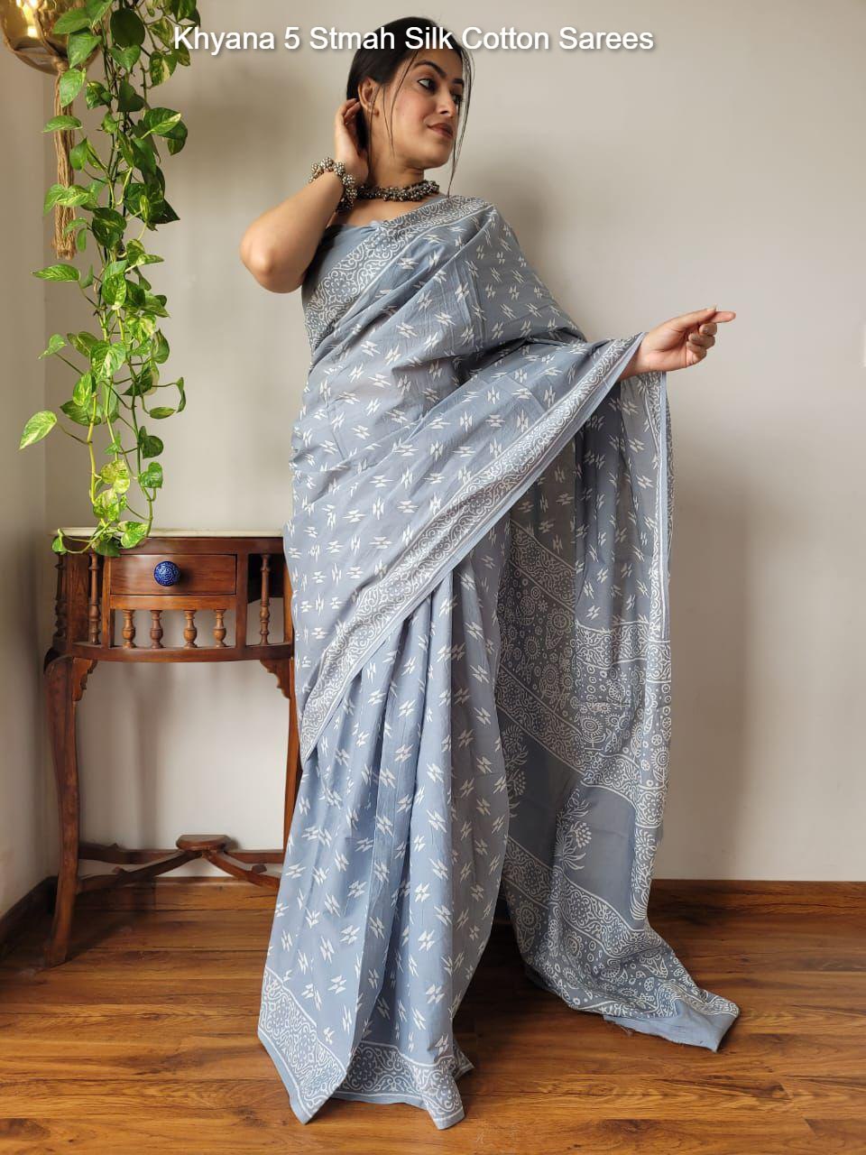 Khyana 5 Stmah Silk Cotton Sarees