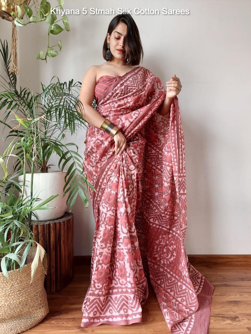 Khyana 5 Stmah Silk Cotton Sarees