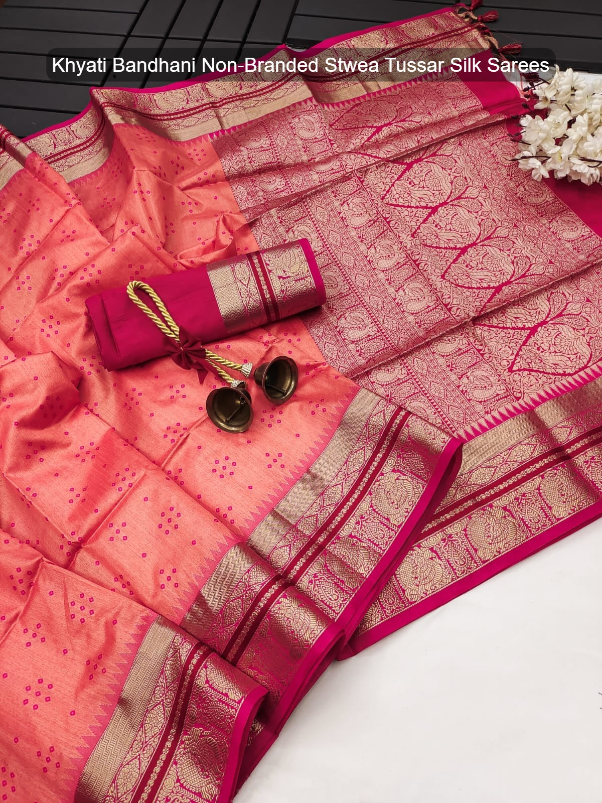 Khyati Bandhani Non-Branded Stwea Tussar Silk Sarees