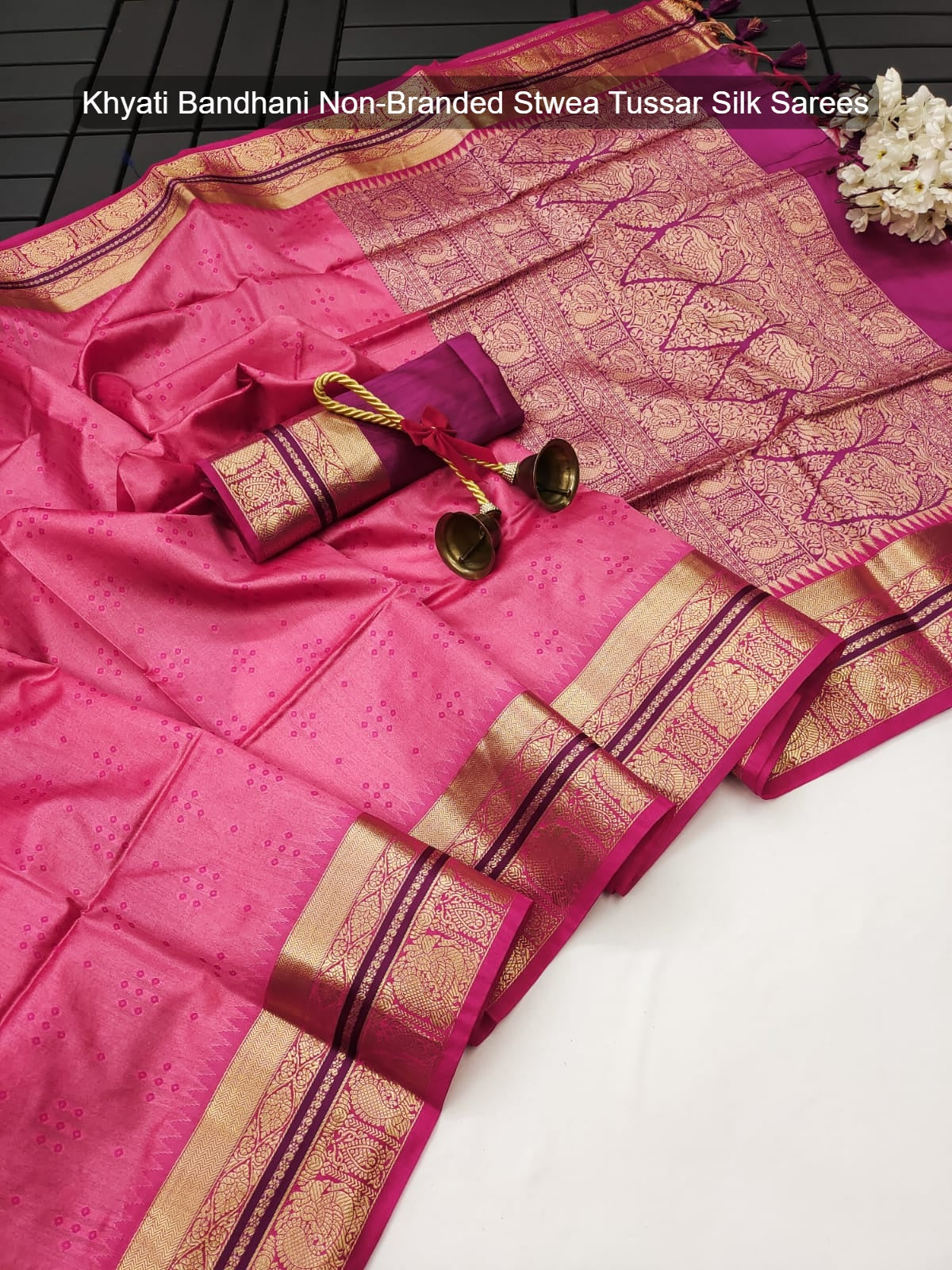 Khyati Bandhani Non-Branded Stwea Tussar Silk Sarees