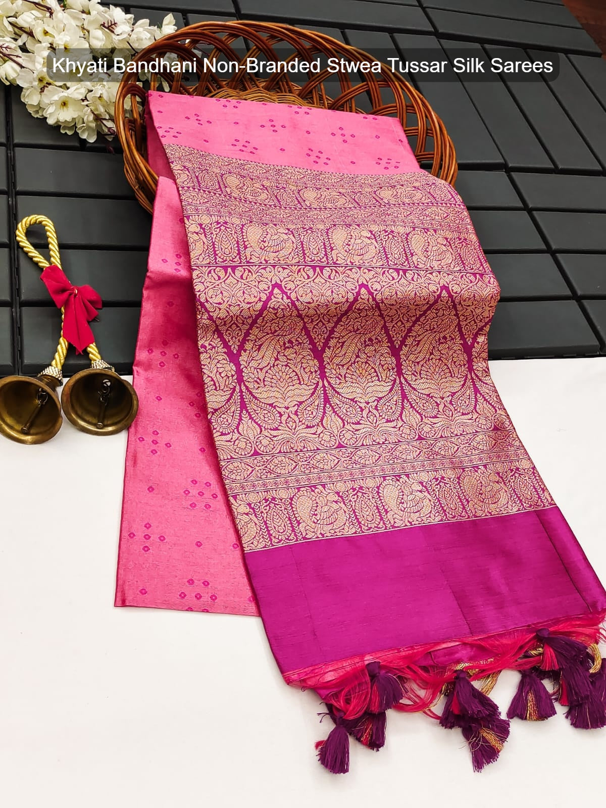 Khyati Bandhani Non-Branded Stwea Tussar Silk Sarees